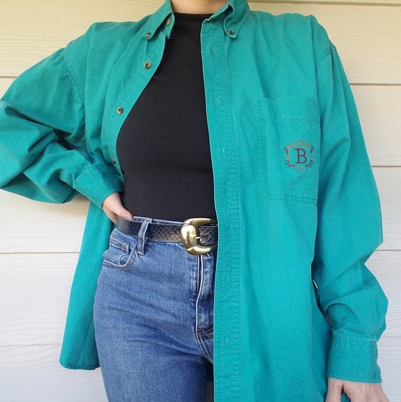 Vintage 90s Buggle Boy Casual Button Down Top Preppy Academic Sz Med. Unisex - Picture 11 of 11